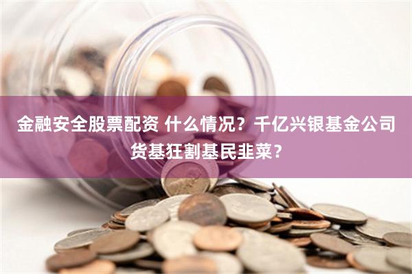 金融安全股票配资 什么情况？千亿兴银基金公司货基狂割基民韭菜？